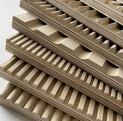 Plywood Laminated Solid Wood Wall Panels Waved Wall Paneling